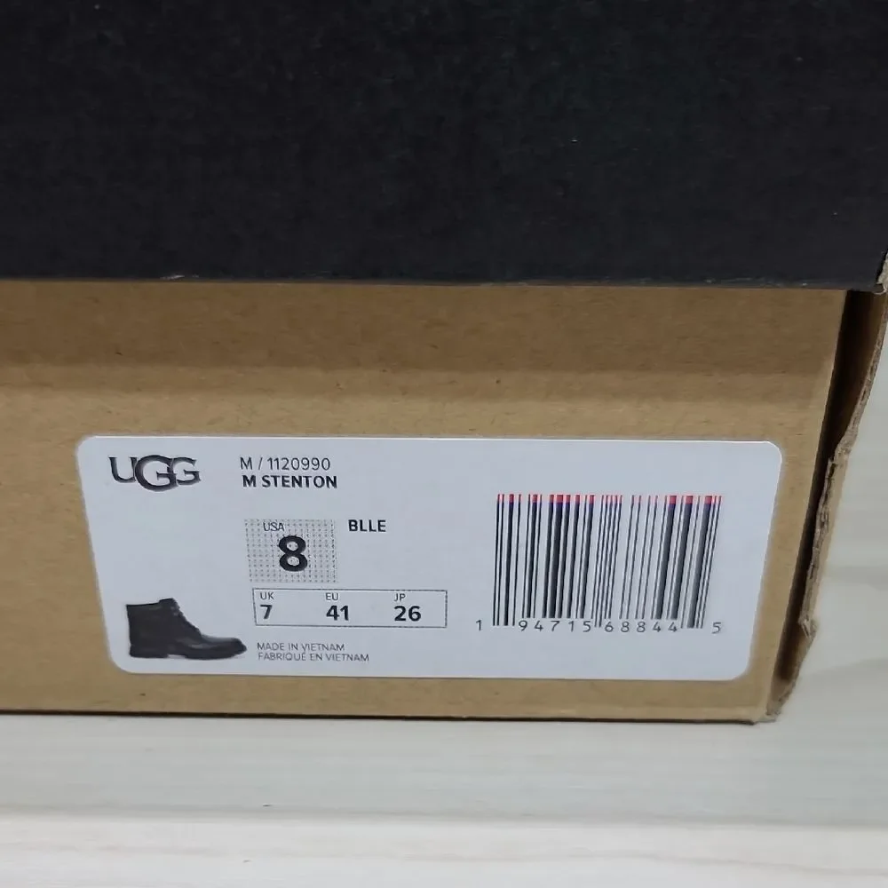 UGG Men's Stenton Boot - Black Leather US 8 NEW